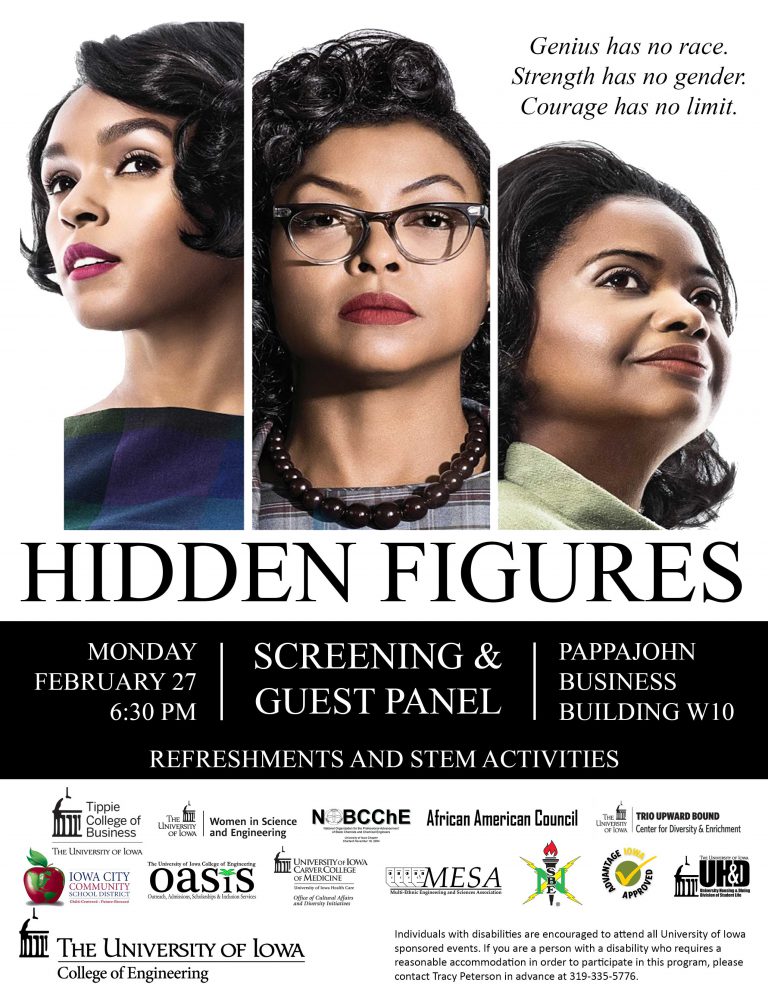 Attend a free screening of ‘Hidden Figures’ – University of Iowa ...