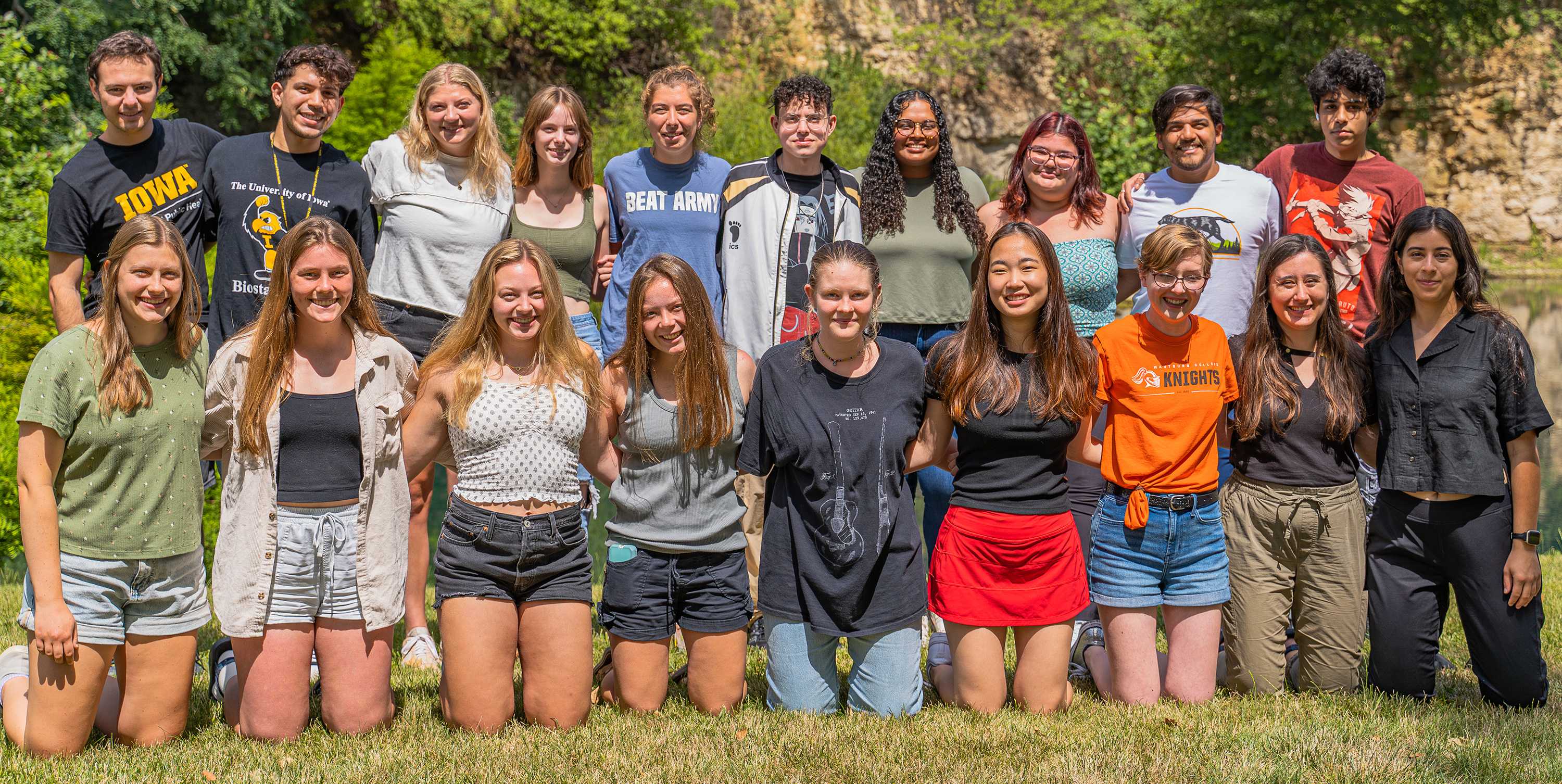 Nineteen students in the 2023 Iowa Summer Institute in Biostatistics pose on the University of Iowa Campus.
